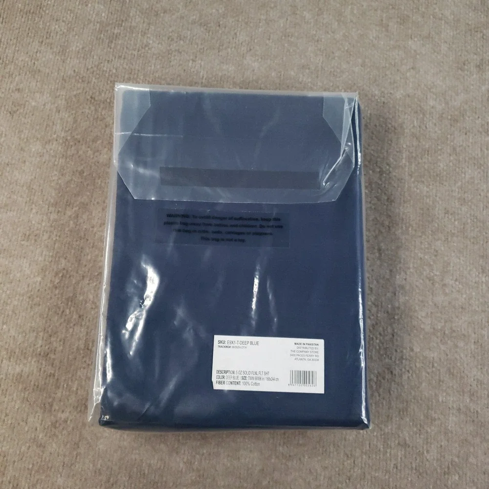 The Company Store Flannel Flat Sheet Twin Deep Navy 5oz Solid‎ Cotton 66x96in
